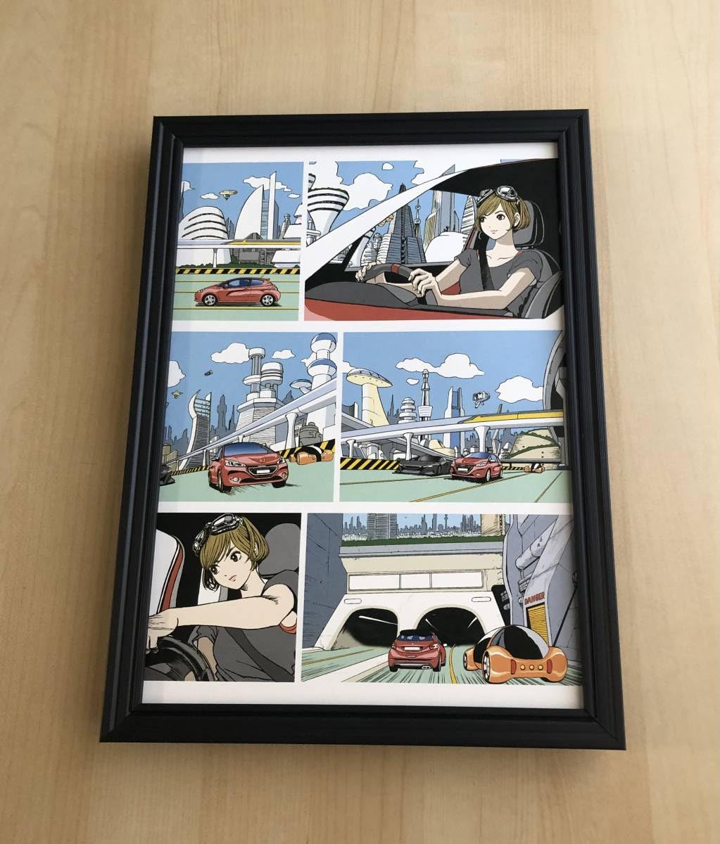 PK額装品 2 ジョナスクレアッソン 貴重イラスト A4額入り ポスター風 kj 額装品 江口寿史 プジョー イラスト A4サイズ額入り kj ☆額装品☆